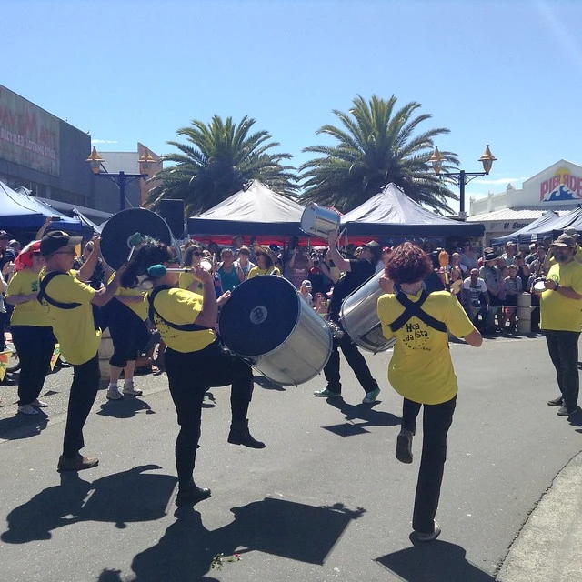 Samba band and library staff, New Brighton Christmas Parade 2017