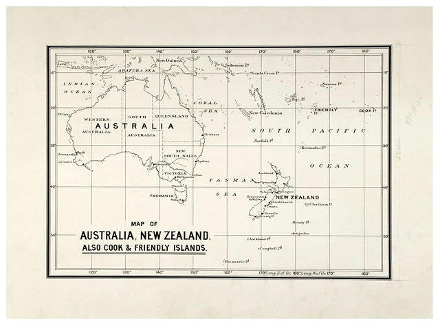 Map of Australia, New Zealand, Cook & Friendly Islands (1900)