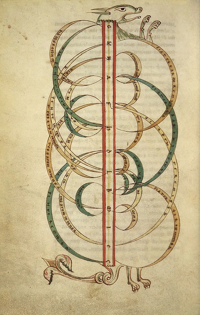 Boethius, De musica, f.43v, (211 x 144 mm), 12th century, Alexander Turnbull Library, MSR-05.
