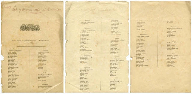 Printed list of Māori Prisoners taken at Rangiriri (1863)