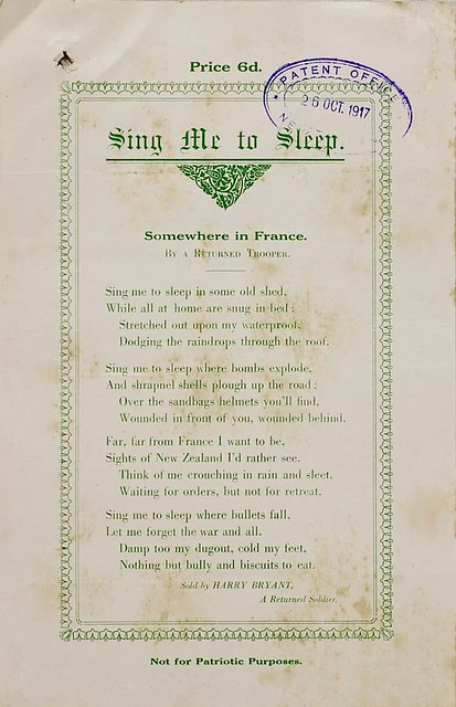 Poem by a returned World War I Soldier "Somewhere in France"