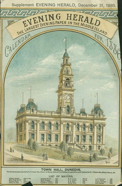 Calendar for 1886 showing Municipal Chambers