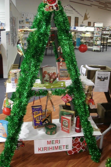 Christmas decorations at Linwood Library