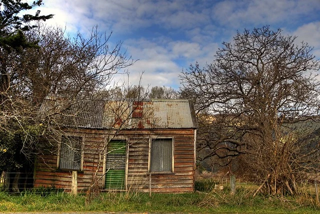 Old house, Little River, Banks Peninsula, Canterbury, New Zealand