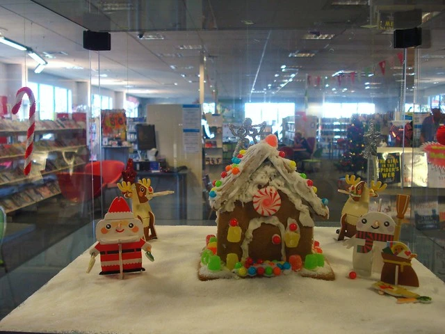 Christmas decorations at Shirley Library