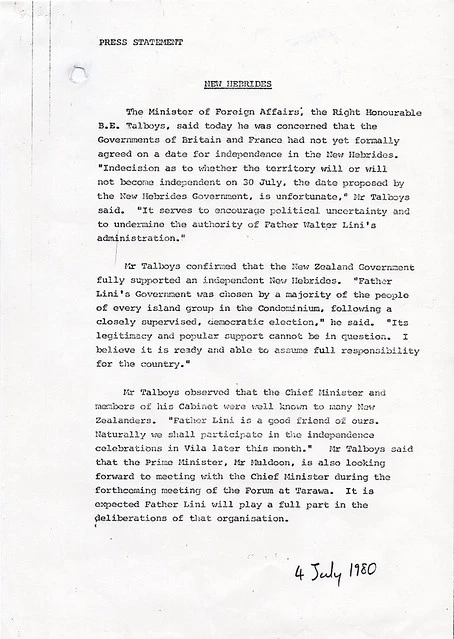 New Hebrides independence, 1980