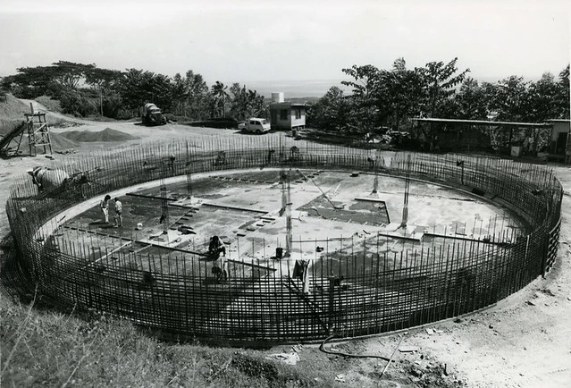 WESTERN SAMOA: Apia Water Supply - A concrete reservoir under construction on the slopes of Mount Vaea overlooking Apia