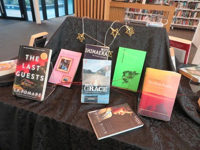 Māori author book display for Matariki, Tūranga