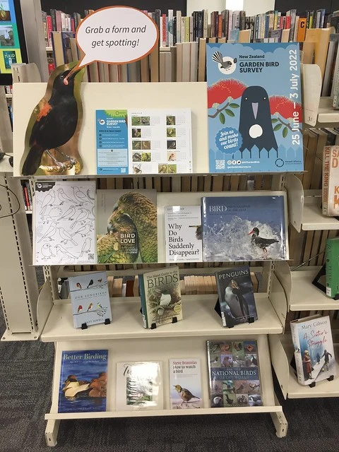 NZ Garden Bird Survey display at Shirley Library