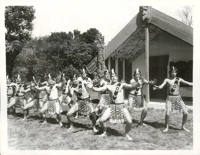 Polynesian Festival Publicity Caption: First National Polynesian Festival Competitions Rotorua 1972. Waihirere team from Gisborne