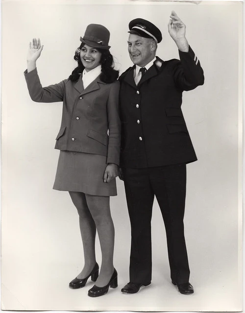 New Zealand Railway Hostess and Guard - 1974