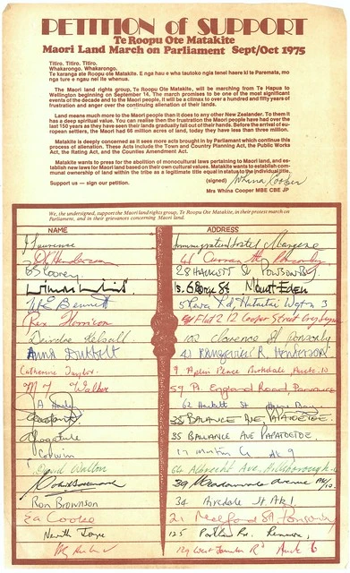 Māori Land March 1975 - Petition Sheet