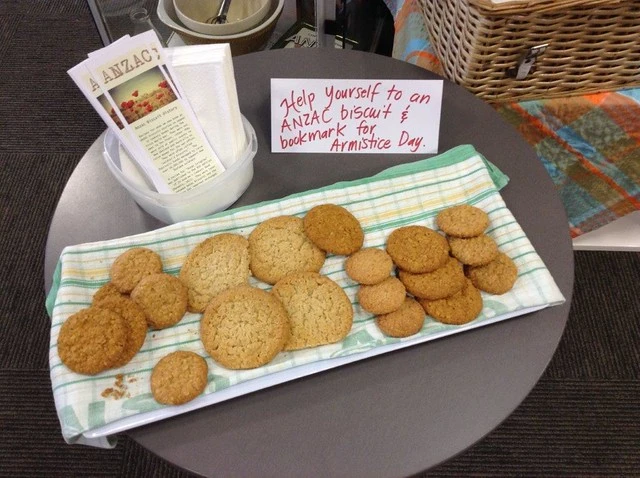 Anzac biscuits and bookmarks