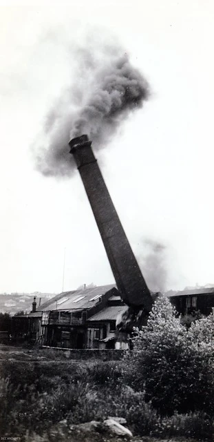 Demolition of Kaikorai Cable Car Power House Chimney, c1956