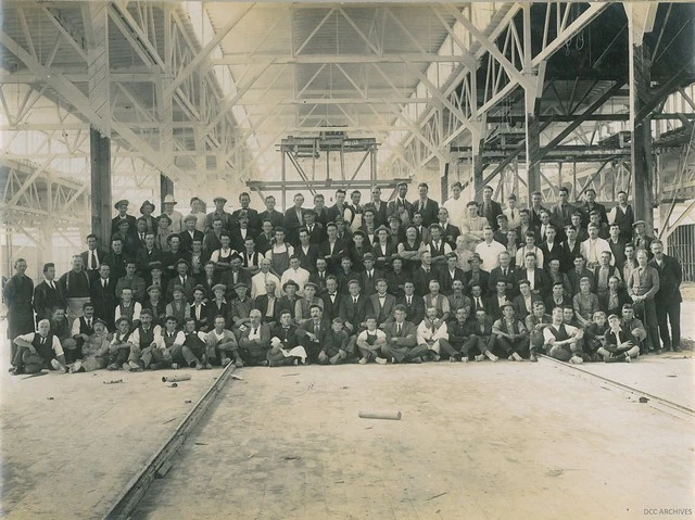 Workers for Love Bros Ltd and Fletcher Construction on the New Zealand South Seas Exhibition 1924
