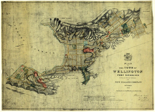 New Zealand Company plan of the Town of Wellington, Port Nicholson, 1840