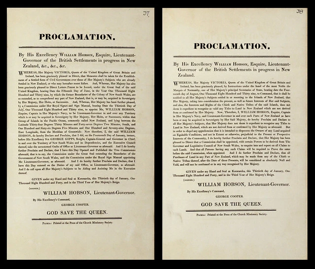 Proclamations of William Hobson, 30 January 1840