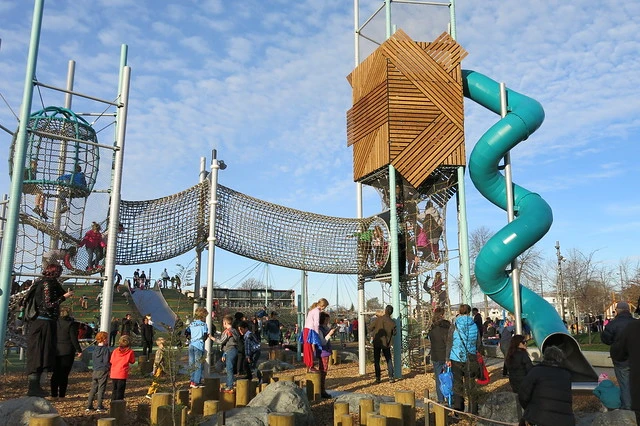 Margaret Mahy Playground - new slide and towers
