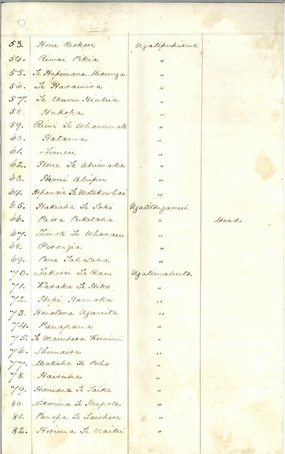 List of Māori Prisoners from New Zealand Land Wars [3 of 9]