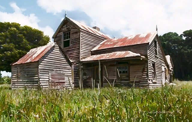 Abandoned Homestead Lake Ferry NZ front view