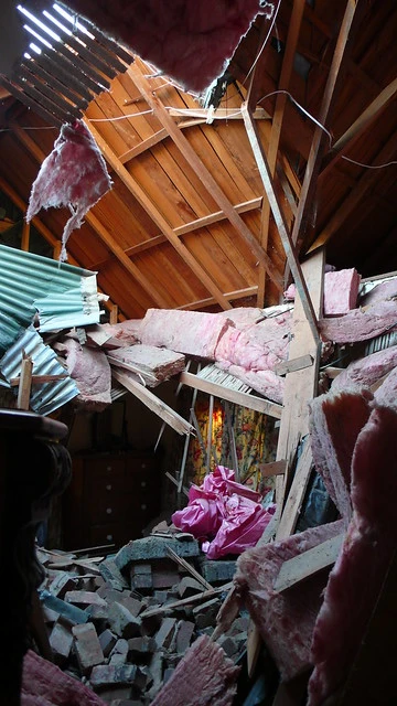 Earthquake bedroom damage
