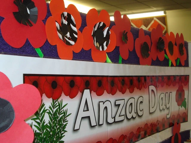 Anzac Day display at Hornby Library