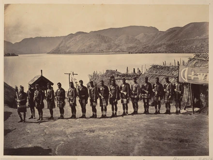 Roto Kakahi. Group of Native Troops at Hot Springs District.
