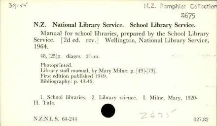 Manual for school libraries, prepared by the School Library Service
