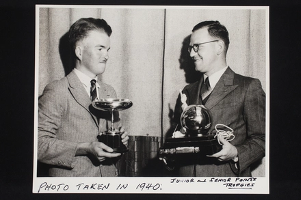 [Junior and senior points trophies, Olaf Petersen on left]