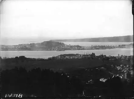 View from Mt. Eden showing Domain before the Museum was built.
