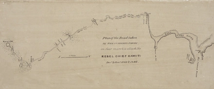 Plan of the road taken by the combined forces on their march to attack the rebel chief Kawiti : Dec & Jan 1845 & 1846