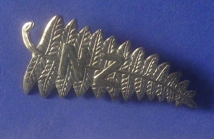 brooch, silver fern