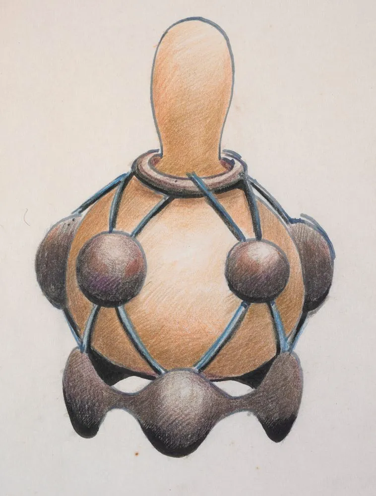 Theo Schoon, Untitled drawing for gourd and stand