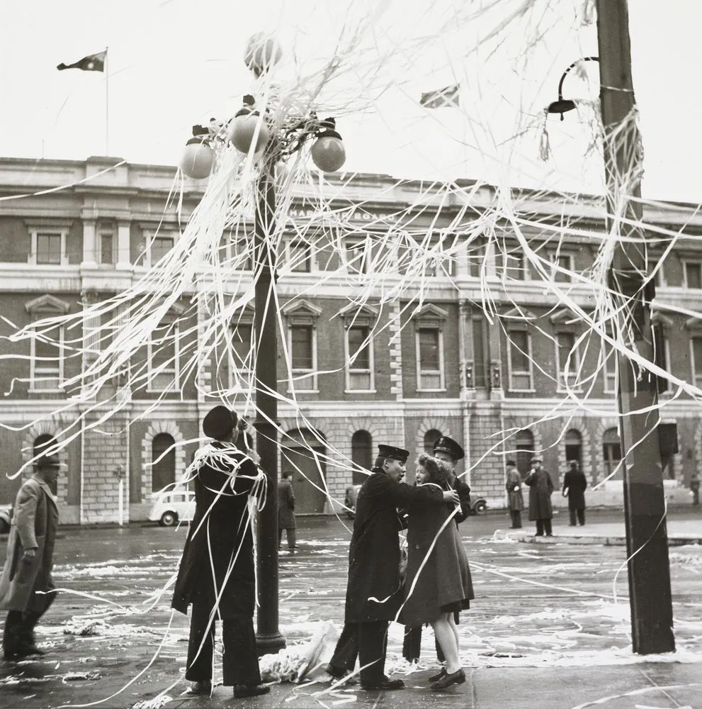 Canadian sailors, VJ (Victory over Japan) day, Wellington, 15 August 1945