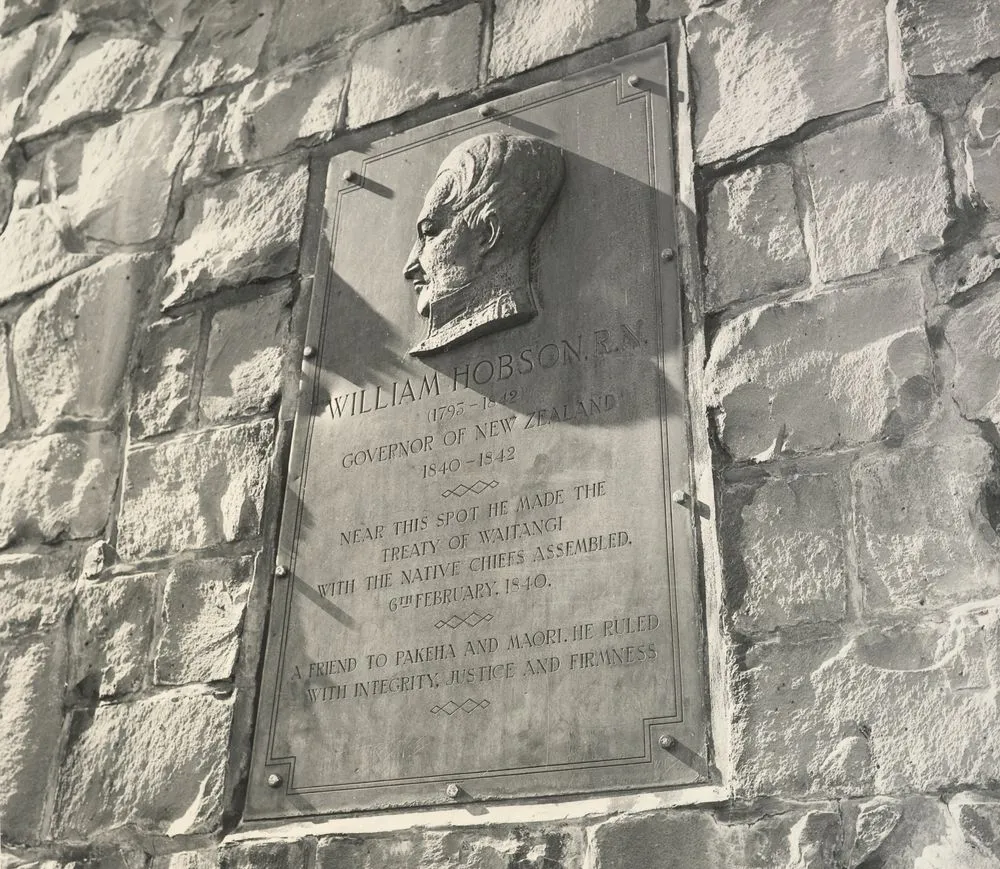 William Hobson memorial plaque at Waitangi