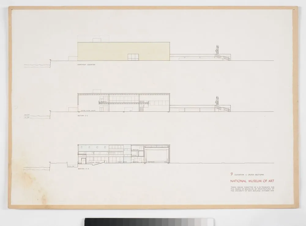 Proposed National Museum of Art: Elevation and Cross Sections