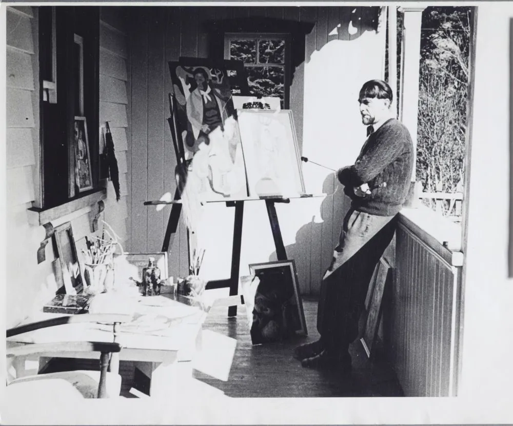 Eric Lee-Johnson on house porch area, Northland