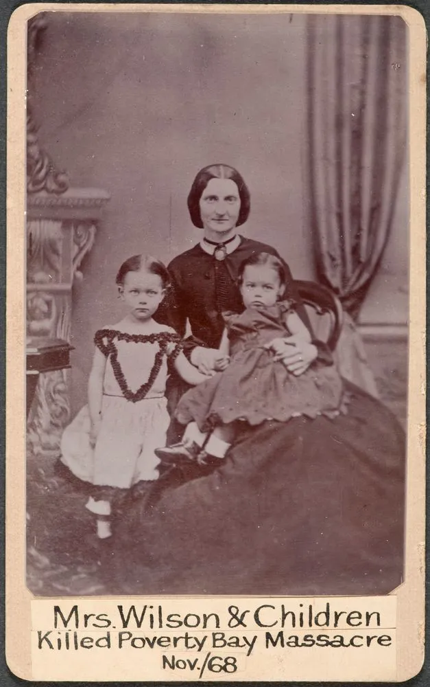 Mrs. Wilson & children, killed Poverty Bay massacre Nov 1868
