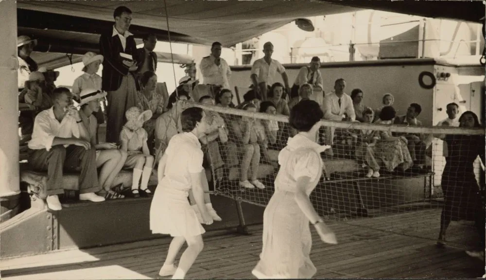 Deck tennis onboard the SS Arawa