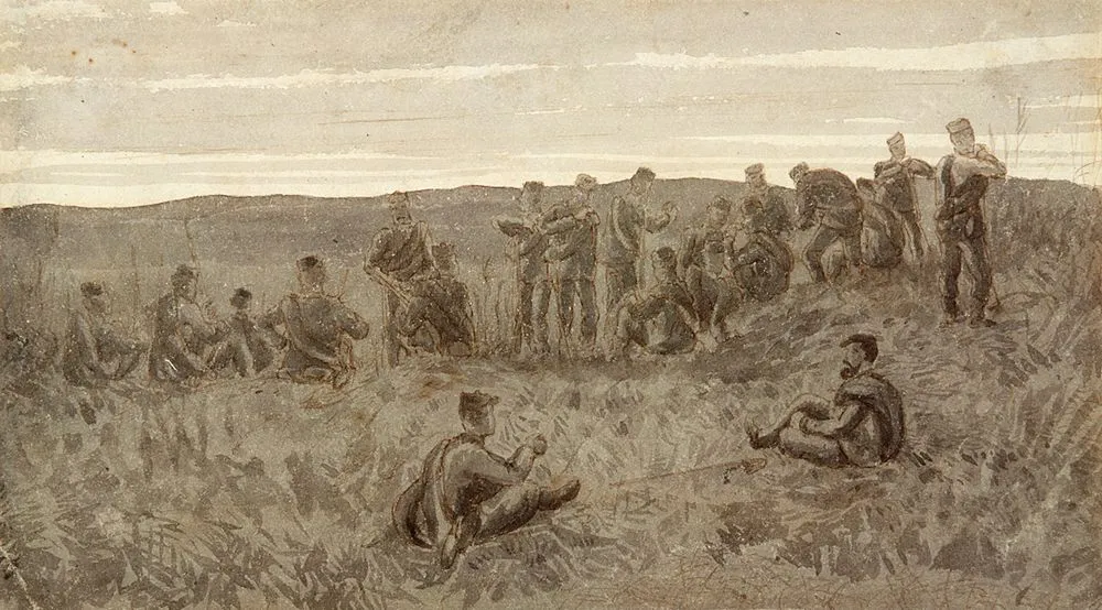 Morning breaking, day of Gate Pa attack, 29th April 1864