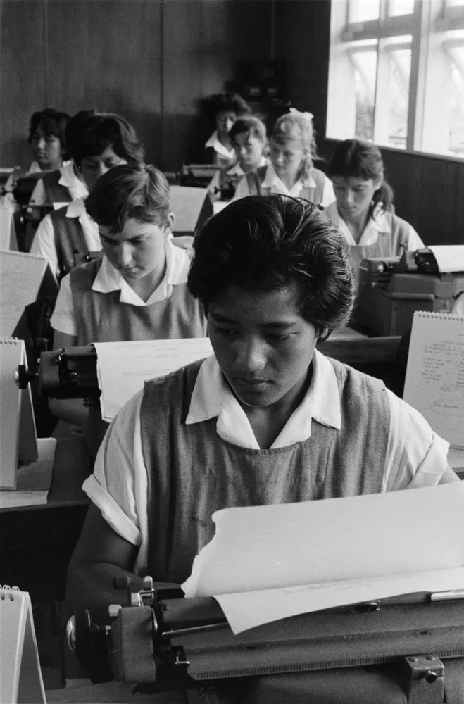 Girls in typing class at Kaitaia College