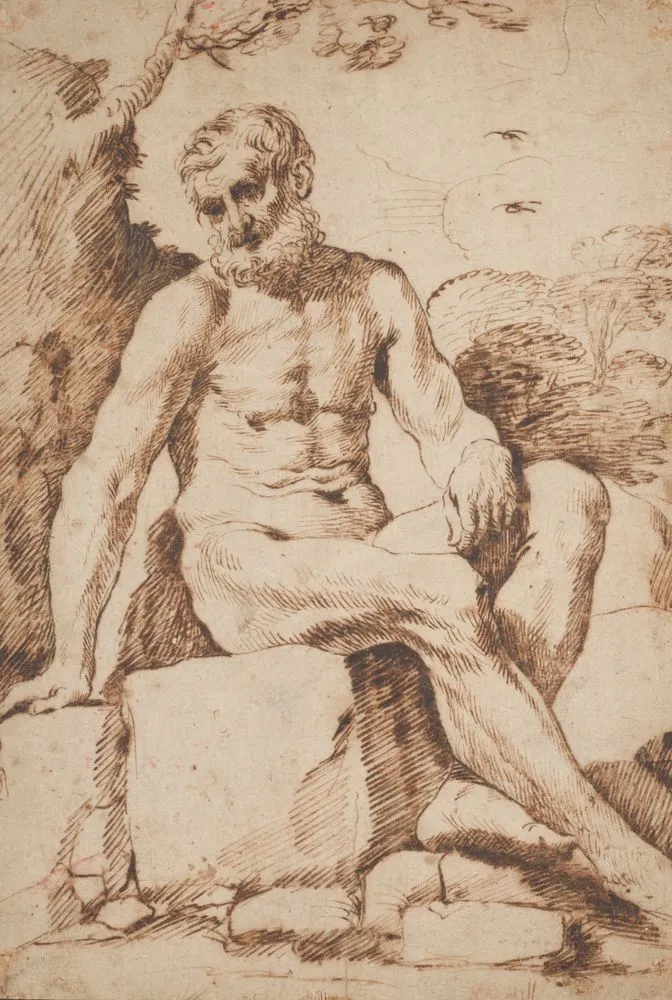 Seated male nude