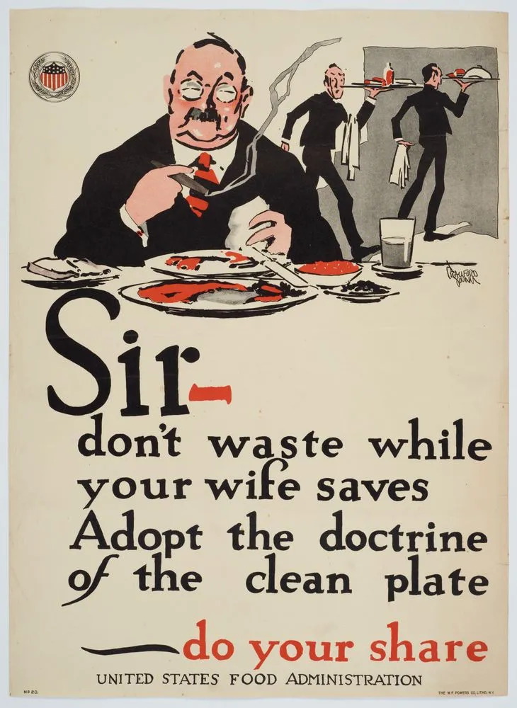 Poster, 'Sir - don't waste while your wife saves'