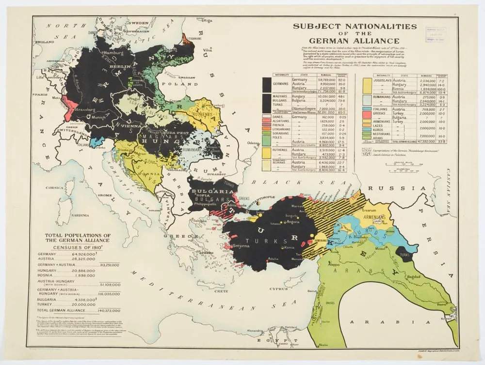 Map, 'Subject Nationalities of the German Alliance'