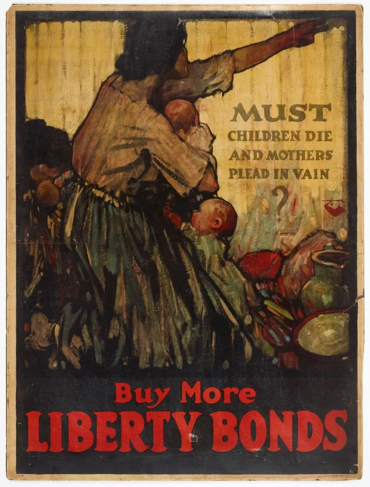Poster, 'Must children die and mothers plead in vain?'