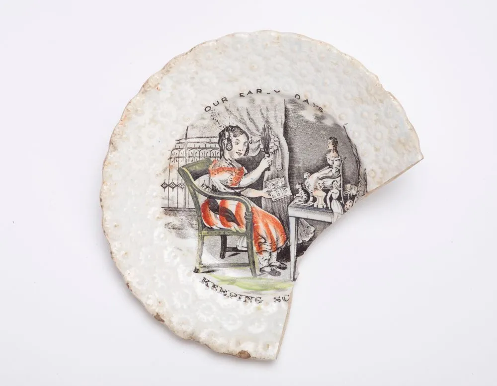 China plate fragment - with picture of a girl