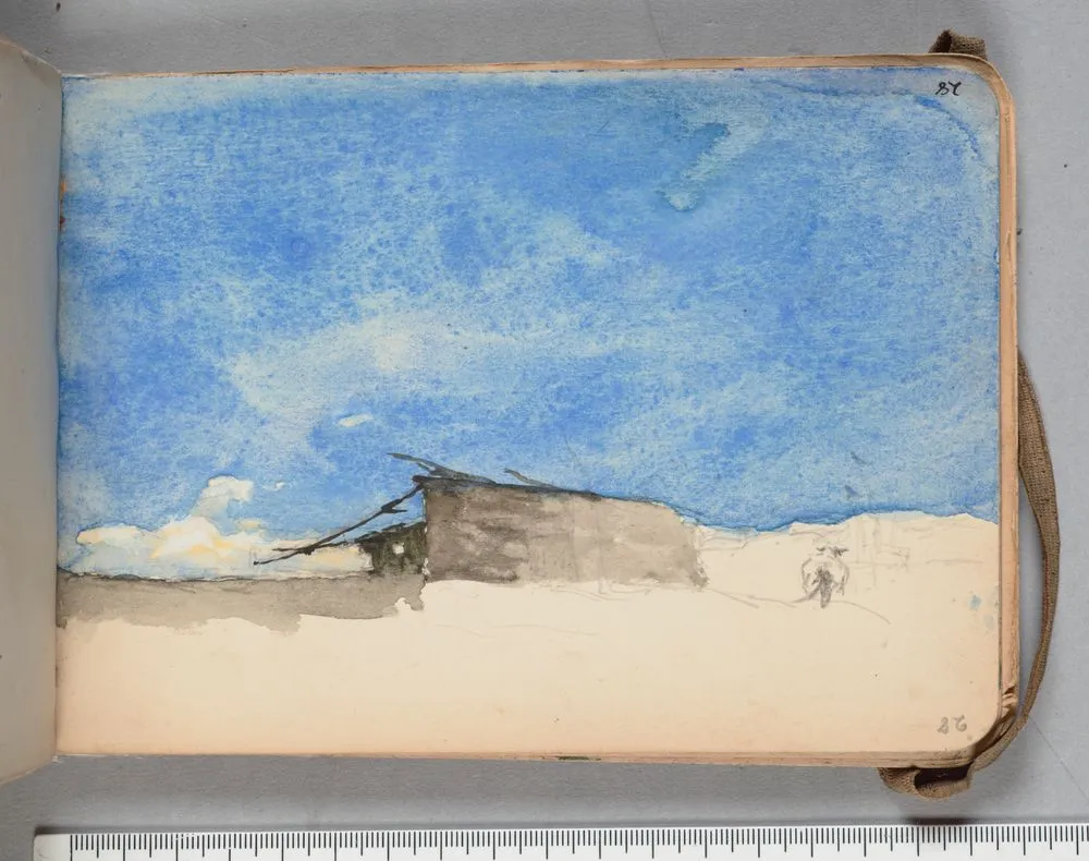 Watercolour painting of boat on shaore in A Wellington sketchbook