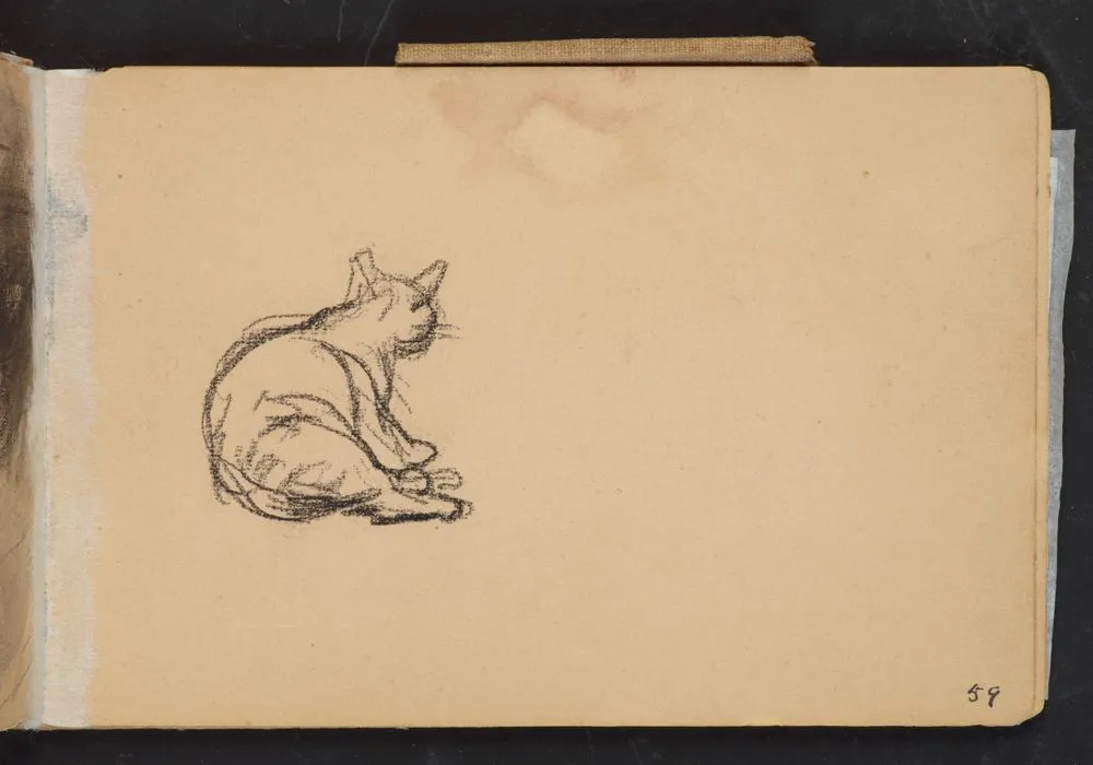 Sketch of seated cat in An 1893 sketchbook