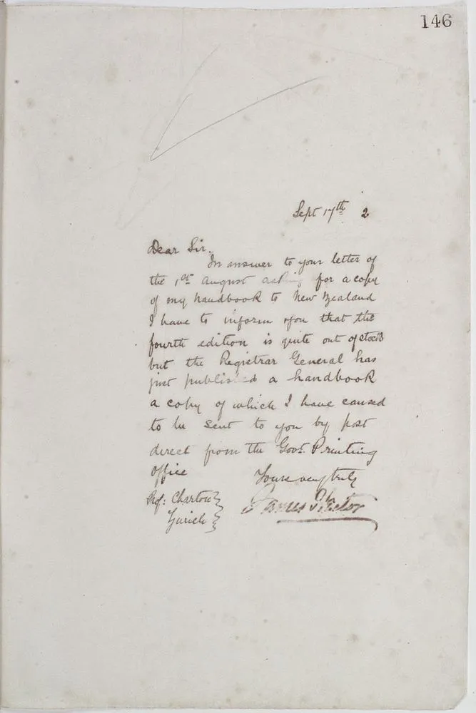 Outward letter: Chartory[?], Professor, Page 146