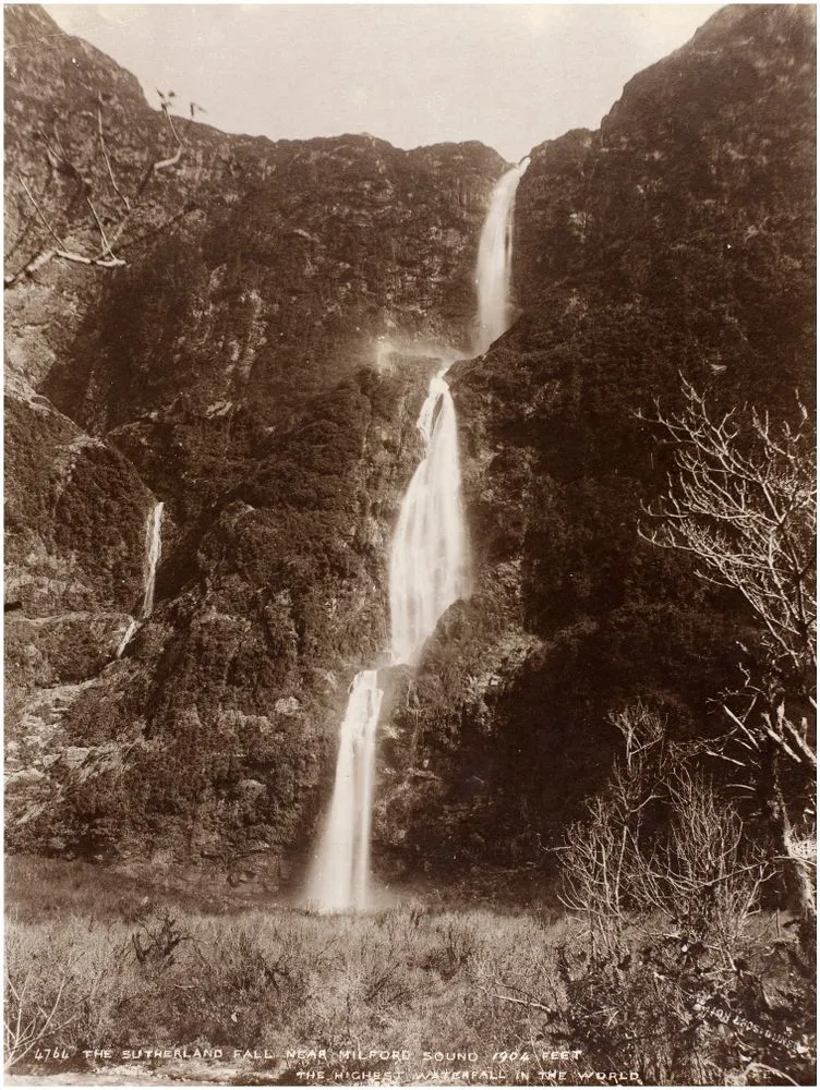 The Sutherland Fall, near Milford Sound, 1904 feet. The Highest Waterfall in the World